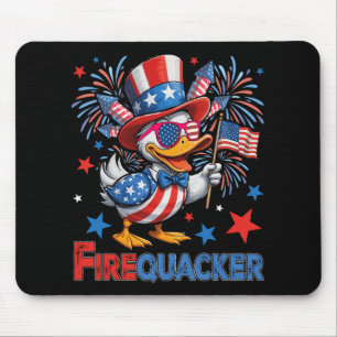 Funny 4th Of July Duck Firequacker Patriotic Usa F Mouse Pad