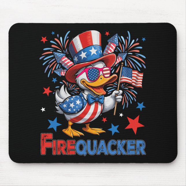 Funny 4th Of July Duck Firequacker Patriotic Usa F Mouse Pad (Front)