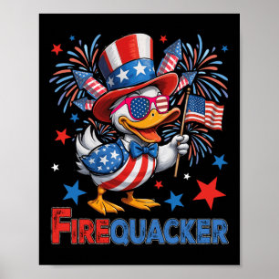 Funny 4th Of July Duck Firequacker Patriotic Usa F Poster