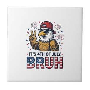 Funny 4th of July Eagle Bruh Patriotic Shirt Desig Ceramic Tile