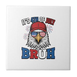 Funny 4th of July Eagle Bruh Patriotic Shirt Desig Ceramic Tile