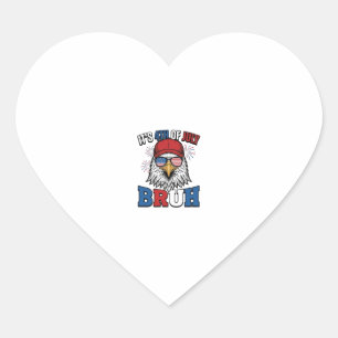 Funny 4th of July Eagle Bruh Patriotic Shirt Desig Heart Sticker