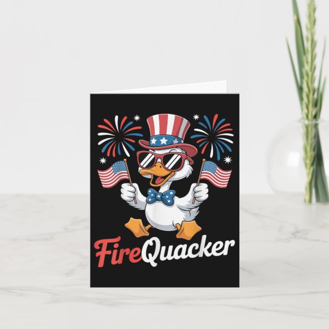 Funny 4th Of July Firequacker Duck Fourth Of July  Card (Front)