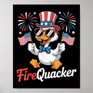 Funny 4th Of July Firequacker Duck Fourth Of July Poster