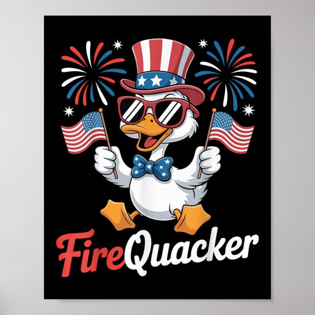 Funny 4th Of July Firequacker Duck Fourth Of July  Poster (Front)