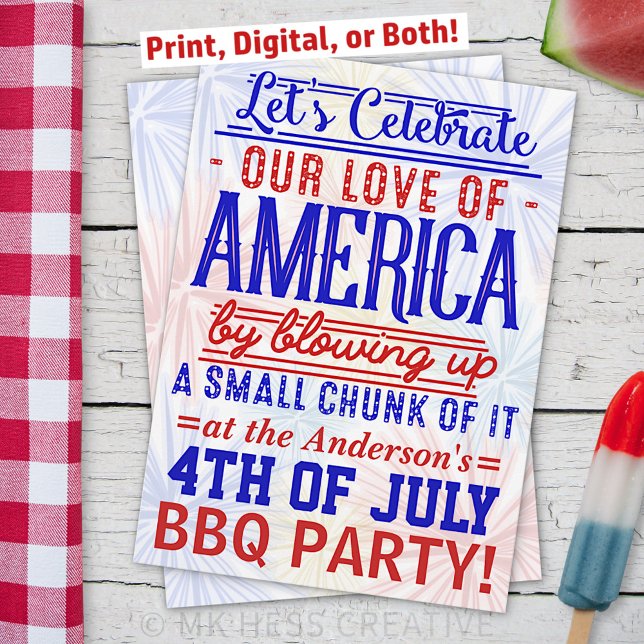 Funny 4th of July Fireworks BBQ | Barbecue Party Invitation (Creator Uploaded)