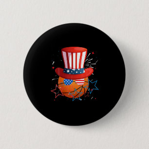Funny 4Th Of July For Basketball Lovers 6 Cm Round Badge