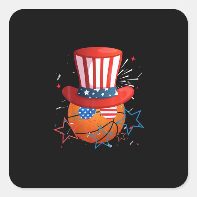 Funny 4Th Of July For Basketball Lovers Square Sticker (Front)