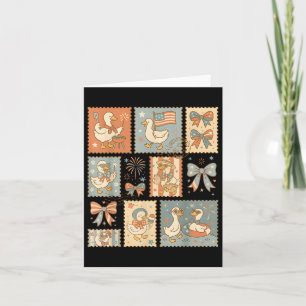 Funny 4th Of July Goose Retro Independence Day Fir Card
