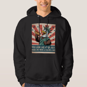 Funny 4th of July Hog Joke Poster Hoodie