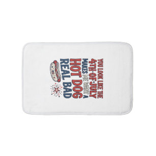 Funny 4th of July Hot Dog Patriotic Shirt Design_1 Bath Mat