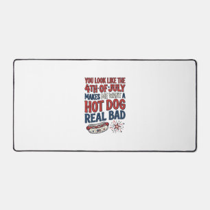 Funny 4th of July Hot Dog Patriotic Shirt Design_1 Desk Mat
