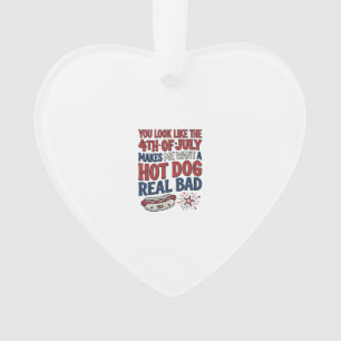 Funny 4th of July Hot Dog Patriotic Shirt Design_1 Ornament