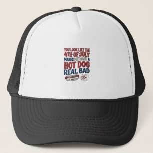 Funny 4th of July Hot Dog Patriotic Shirt Design_1 Trucker Hat