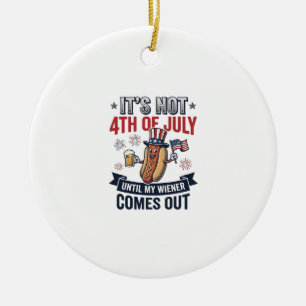 Funny 4th Of July Hot Dog Vintage Patriotic Shirt_ Ceramic Ornament
