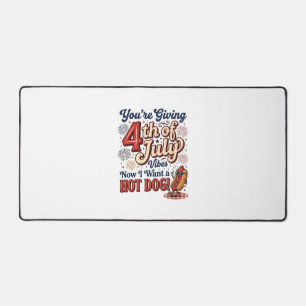 Funny 4th of July Hot Dog Vintage Shirt Design_1 Desk Mat