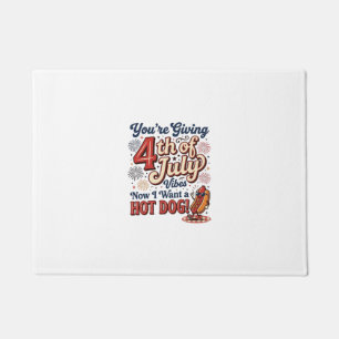 Funny 4th of July Hot Dog Vintage Shirt Design_1 Doormat