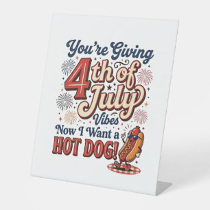 Funny 4th of July Hot Dog Vintage Shirt Design_1 Pedestal Sign