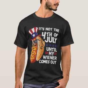 Funny 4th Of July Hot Dog Wiener Comes Out Bbq Par T-Shirt