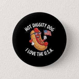 Funny 4th Of July Hotdog Patriotic Usa Flag Celebr 6 Cm Round Badge