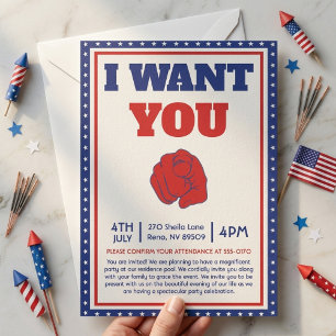 Funny 4th of July I Want You Come to My Party Invitation