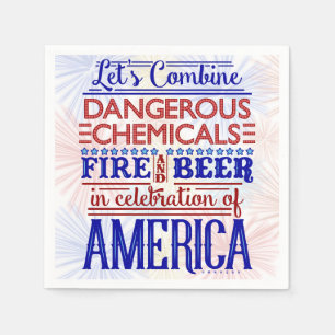 Funny 4th of July Party   Beer Fireworks Humour Napkin