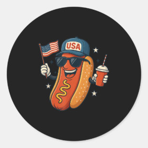 Funny 4th Of July Patriotic Red White And Feral Cu Classic Round Sticker