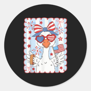 Funny 4th Of July Patriotic Silly Goose American G Classic Round Sticker