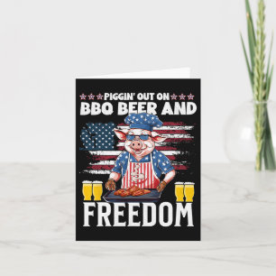 Funny 4th Of July Pig Grilling Bbq Party Rbecue Pi Card