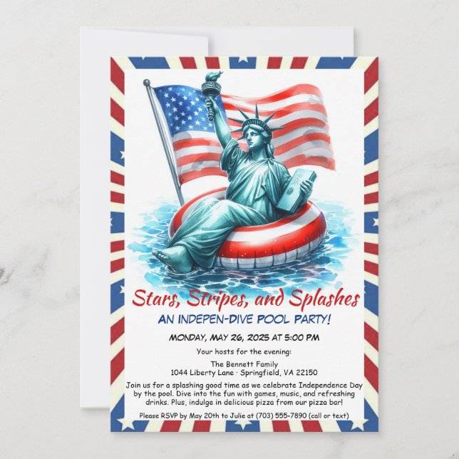 Funny 4th of July Pool Party Invitation  (Front)