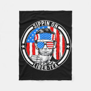 Funny 4th Of July Sippin On Liber-tea Liberty Usa  Fleece Blanket