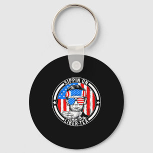 Funny 4th of july sippin on liber-tea liberty usaF Key Ring