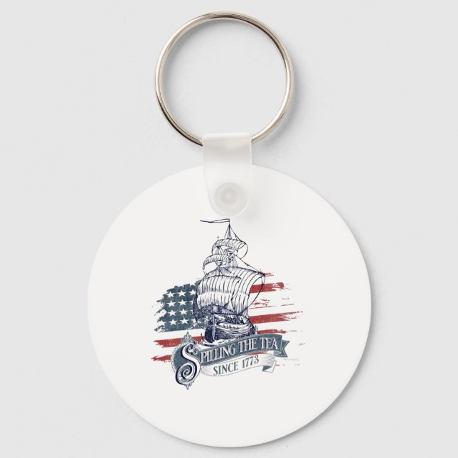 Funny 4th Of July Spilling The Tea Since 1773 Four Key Ring (Front)