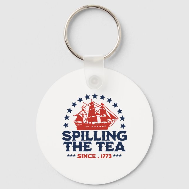 Funny 4th Of July Spilling The Tea Since 1773 Four Key Ring (Front)