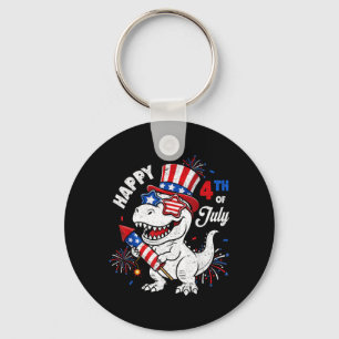 Funny 4th Of July T-Rex Dino Dinosaur Patriotic Key Ring