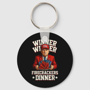 Funny 4th Of July Winner Winner Firecrackers Dinne Key Ring