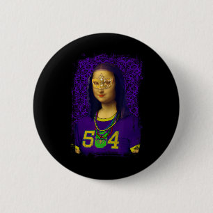 Funny 504 New Orleans Mardi Gras Mona Lisa Mashup 6 Cm Round Badge