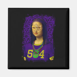 Funny 504 New Orleans Mardi Gras Mona Lisa Mashup Magnet