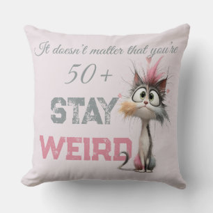 Funny 50 Plus Cat Aging Cushion