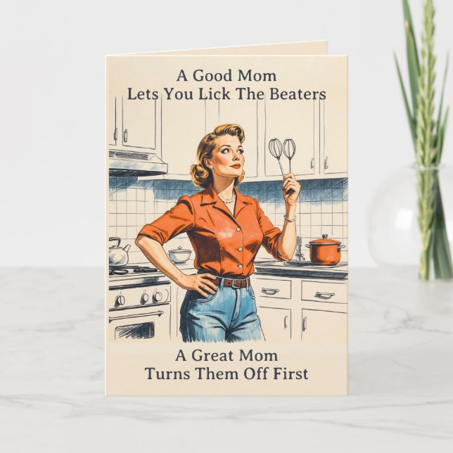 Funny 50s Housewife Retro Mother's Day   Card (Front)