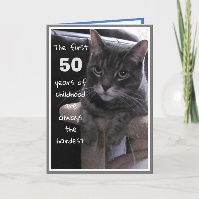 Funny 50th Birthday Cat Card (Front)