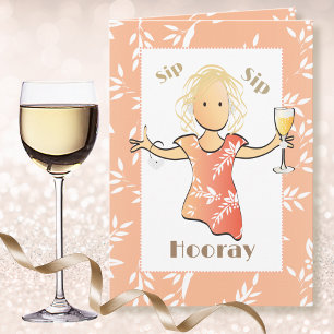 Funny 50th Birthday Female Cartoon Champagne Toast Card