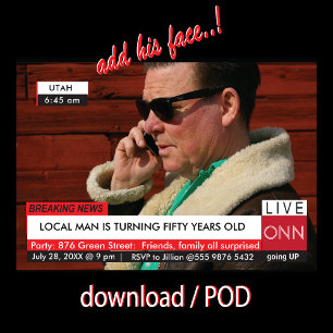 Funny 50th Birthday Invitation 🎉 Fake TV News