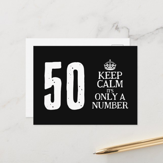 Funny 50th Birthday keep calm postcard template (Front/Back In Situ)
