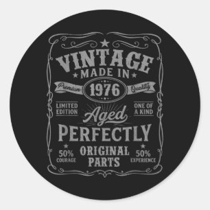 Funny 50th Birthday Men Vintage Born In 1976 50 Classic Round Sticker