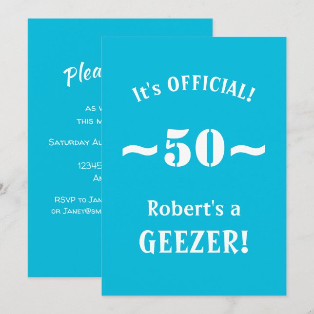 Funny 50th Birthday Milestone Party Invitation (Front/Back)