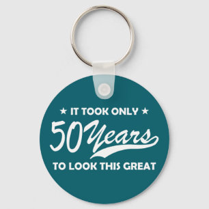 Funny 50th Birthday Retro Typography Key Ring