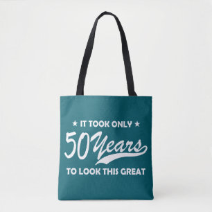 Funny 50th Birthday Retro Typography Tote Bag
