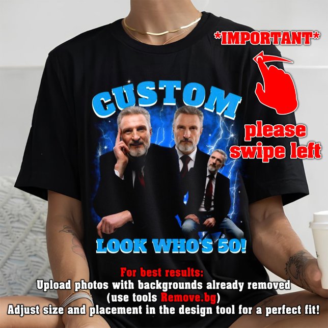 Funny 50th Birthday Shirt, Look Who's 50!, bootleg T-Shirt (Creator Uploaded)