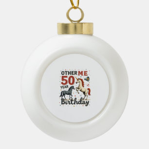 Funny 50th Birthday Unicorn Horse Vintage Graphic Ceramic Ball Christmas Ornament